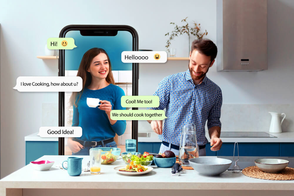 woman and men using pronunciation app